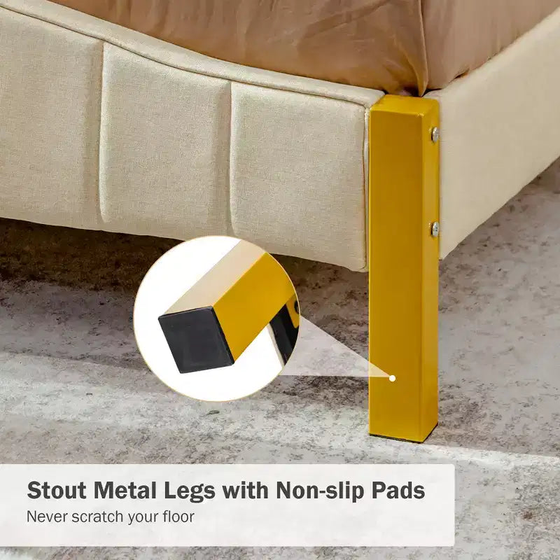 Full/Queen Upholstered Platform Bed Frame with Quilted Headboard