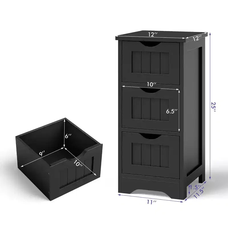 Freestanding Bathroom Floor Cabinet with 3 Drawers, Storage Organizer