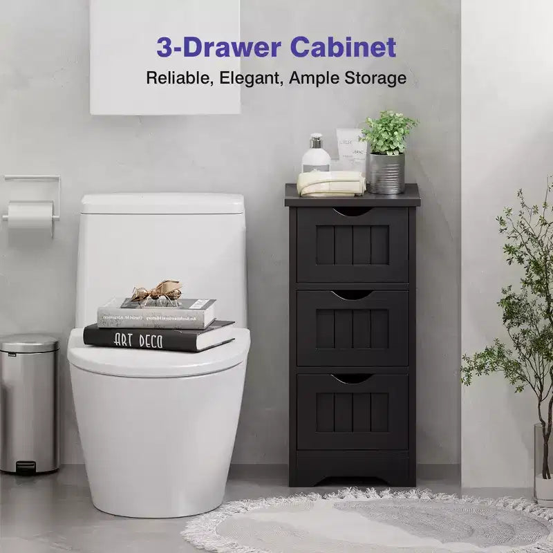 Freestanding Bathroom Floor Cabinet with 3 Drawers, Storage Organizer