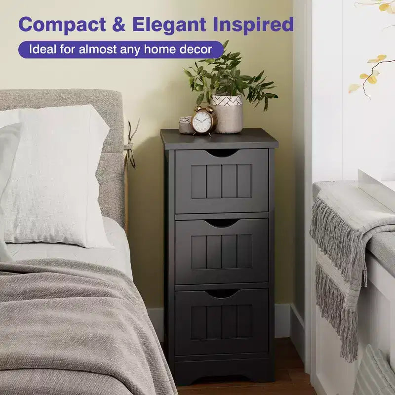 Freestanding Bathroom Floor Cabinet with 3 Drawers, Storage Organizer