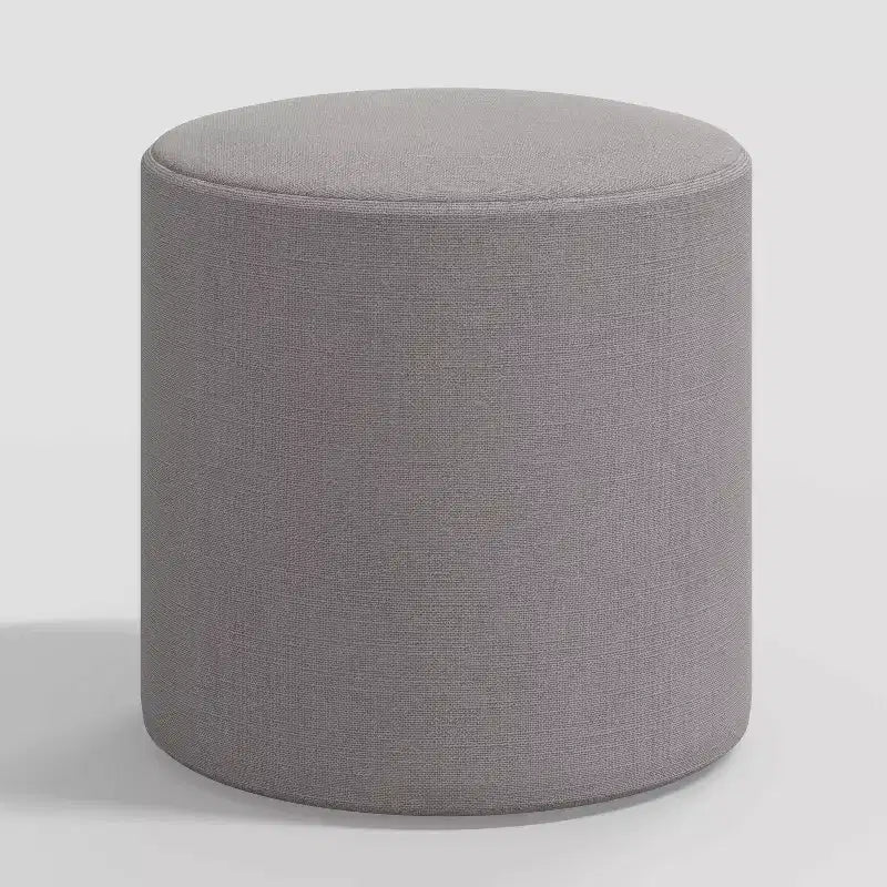 Round Linen Ottoman with Padded Seat