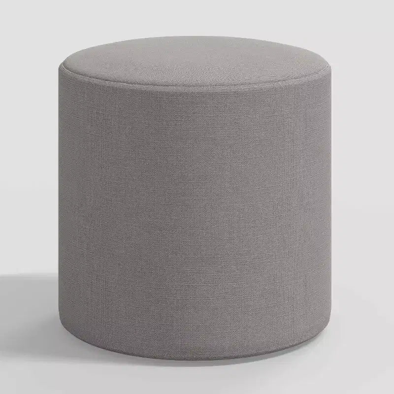 Round Linen Ottoman with Padded Seat